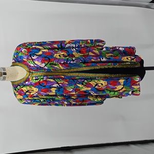 Diane Freis Original Georgette Open Front Beaded Cardigan Jacket One Size